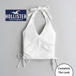 Hollister Double Cinch Multi-Way Halter Top (White)